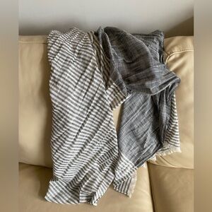 Grey & white striped scarf